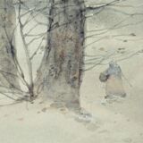 Snowy landscape painting