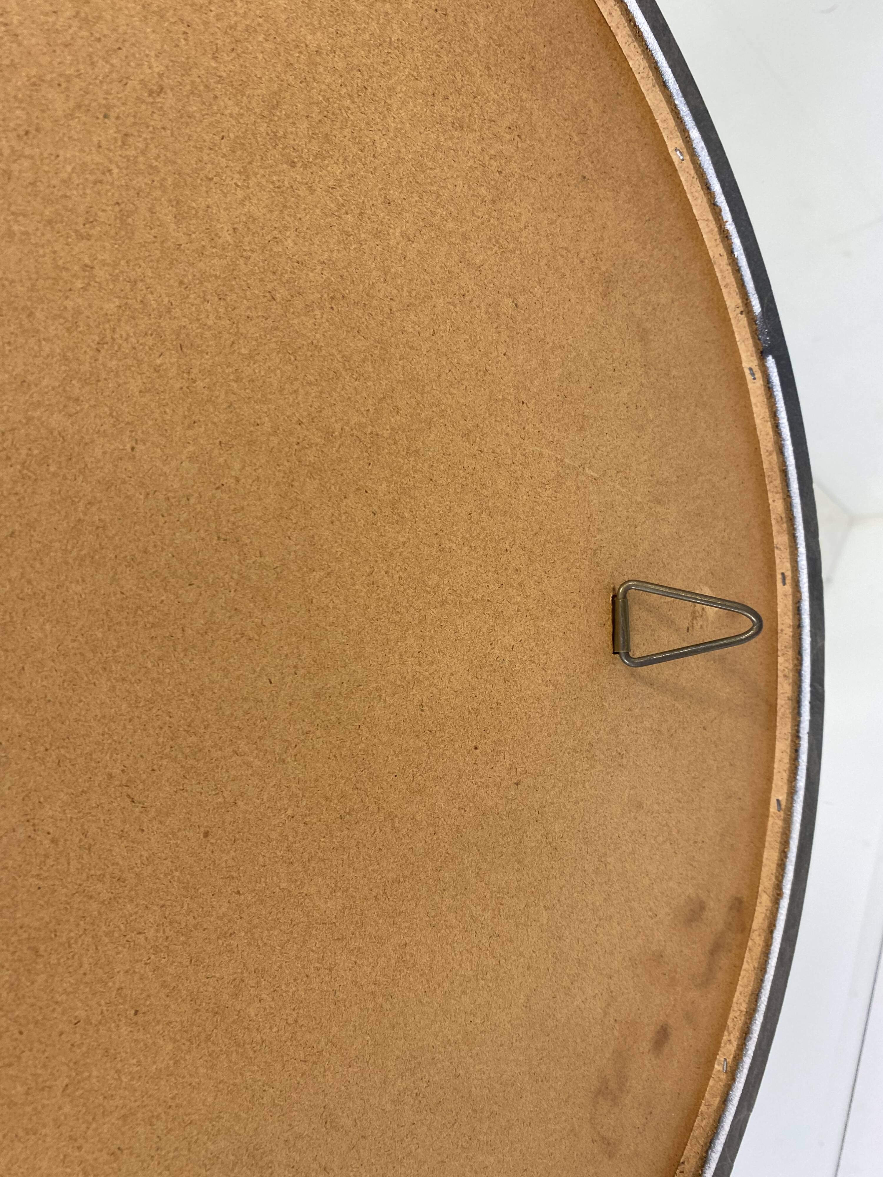 Miroir blanc rond moderne du milieu du siècle, années 1960