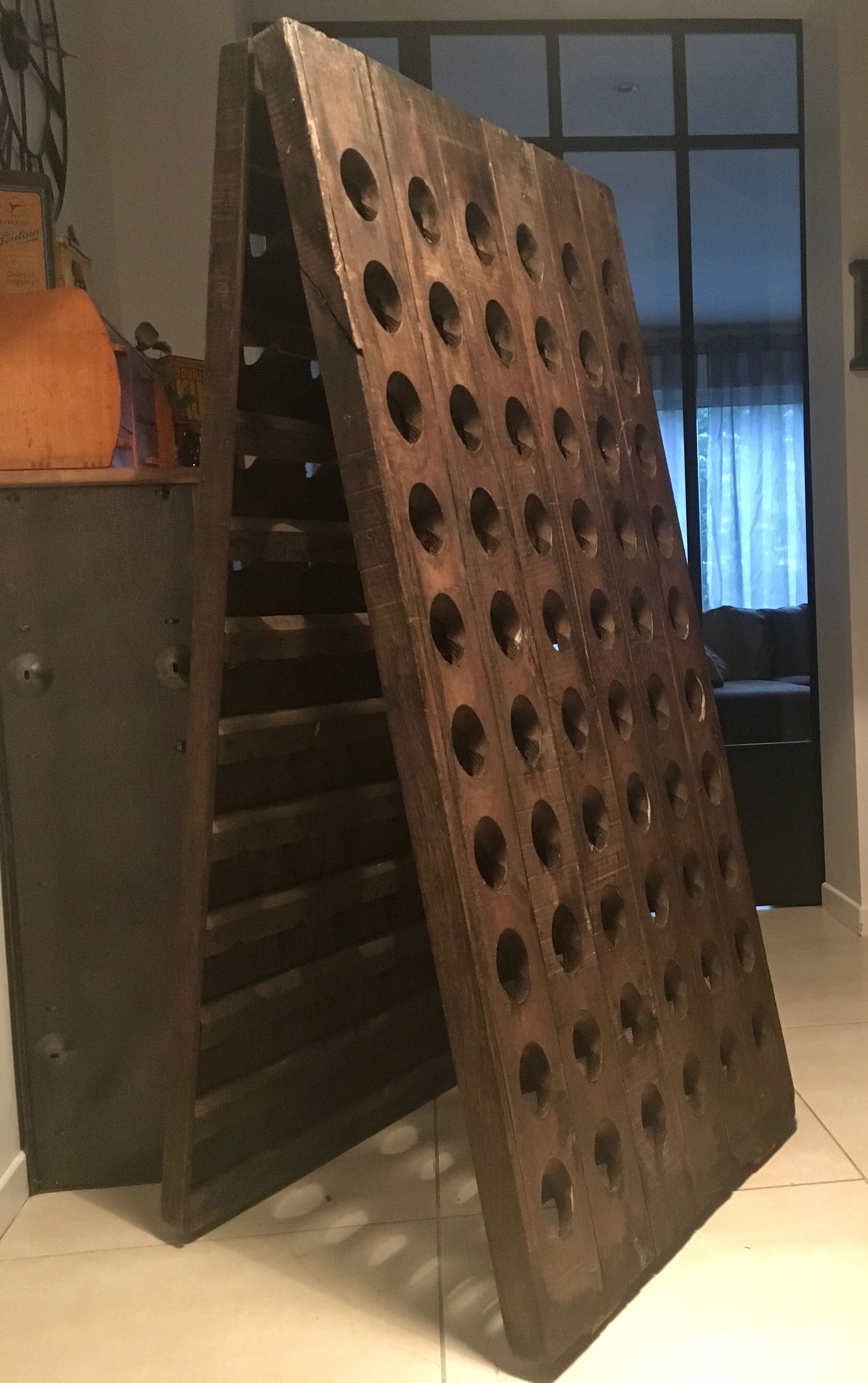 Porte bouteilles champagne en bois ancien