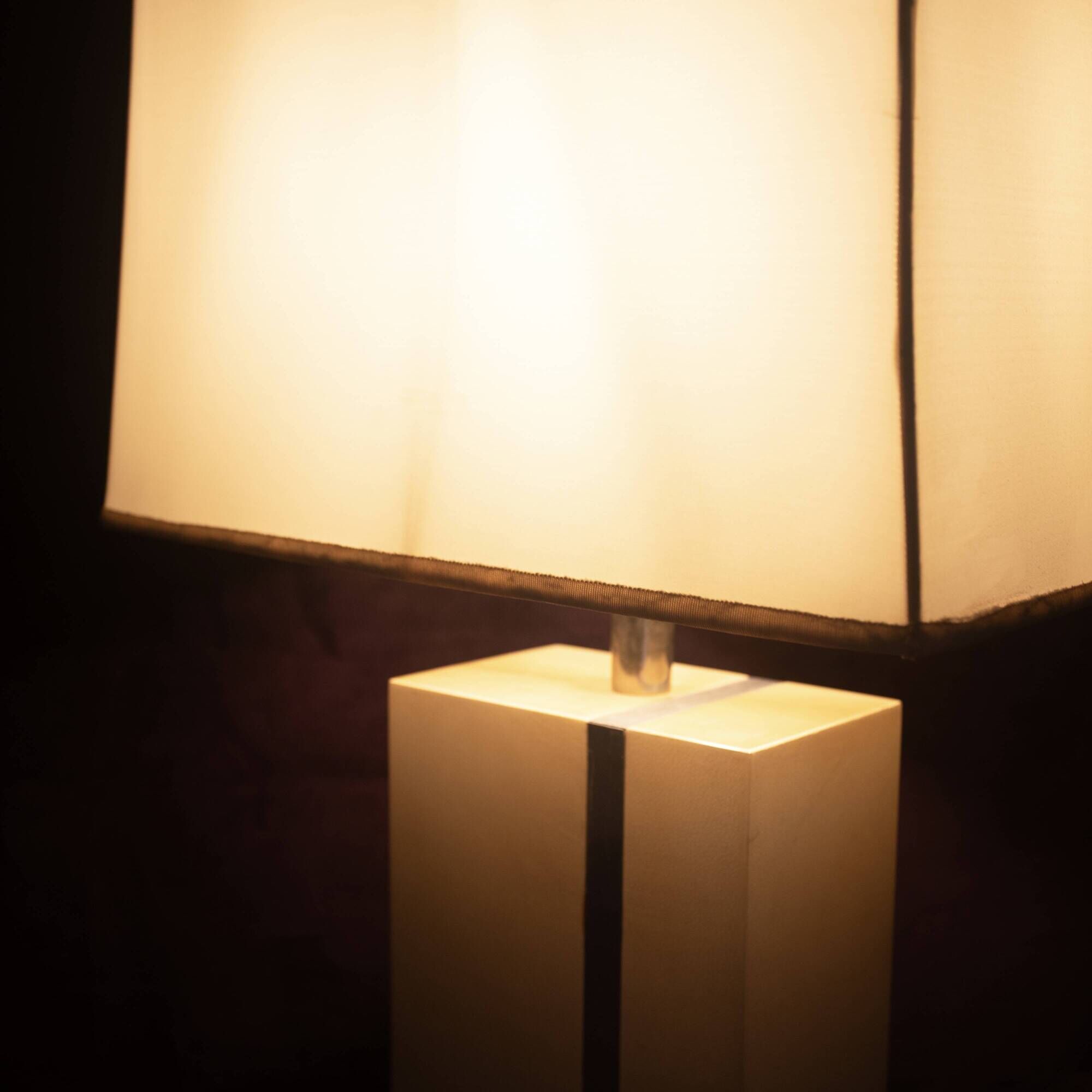 Tommaso Barbi Italian Rationalist Parchment and Metal Geometric Table Lamp