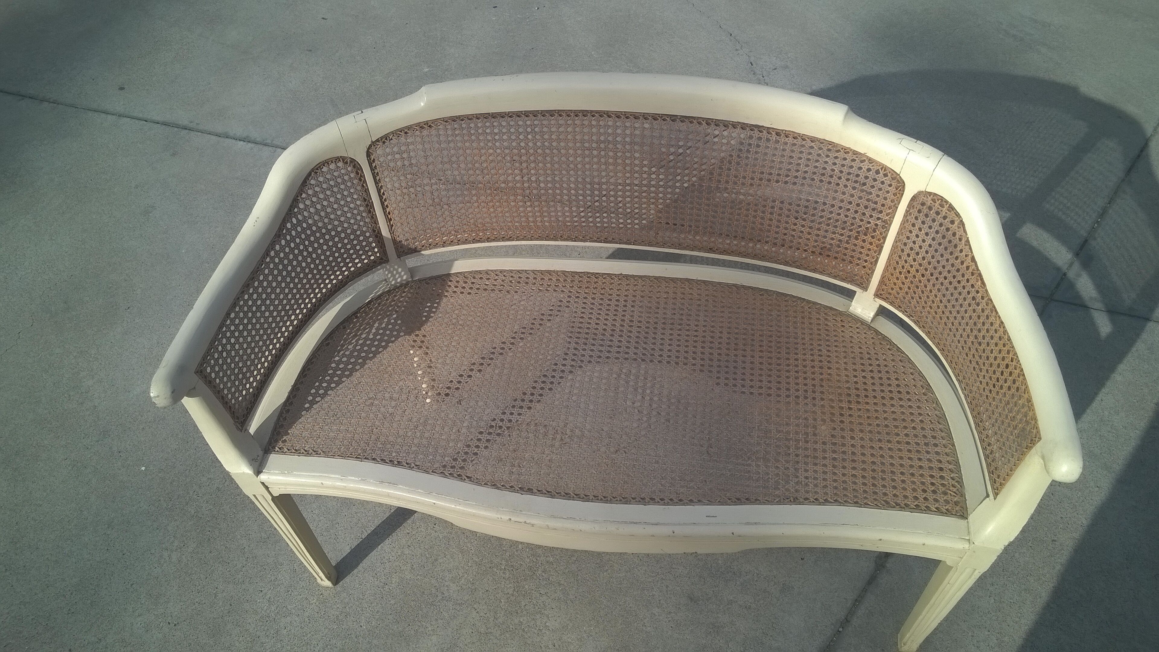 Louis XVI style basket bench in cane