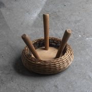 Wicker tripod stool by Tony Paul, 1950s, USA
