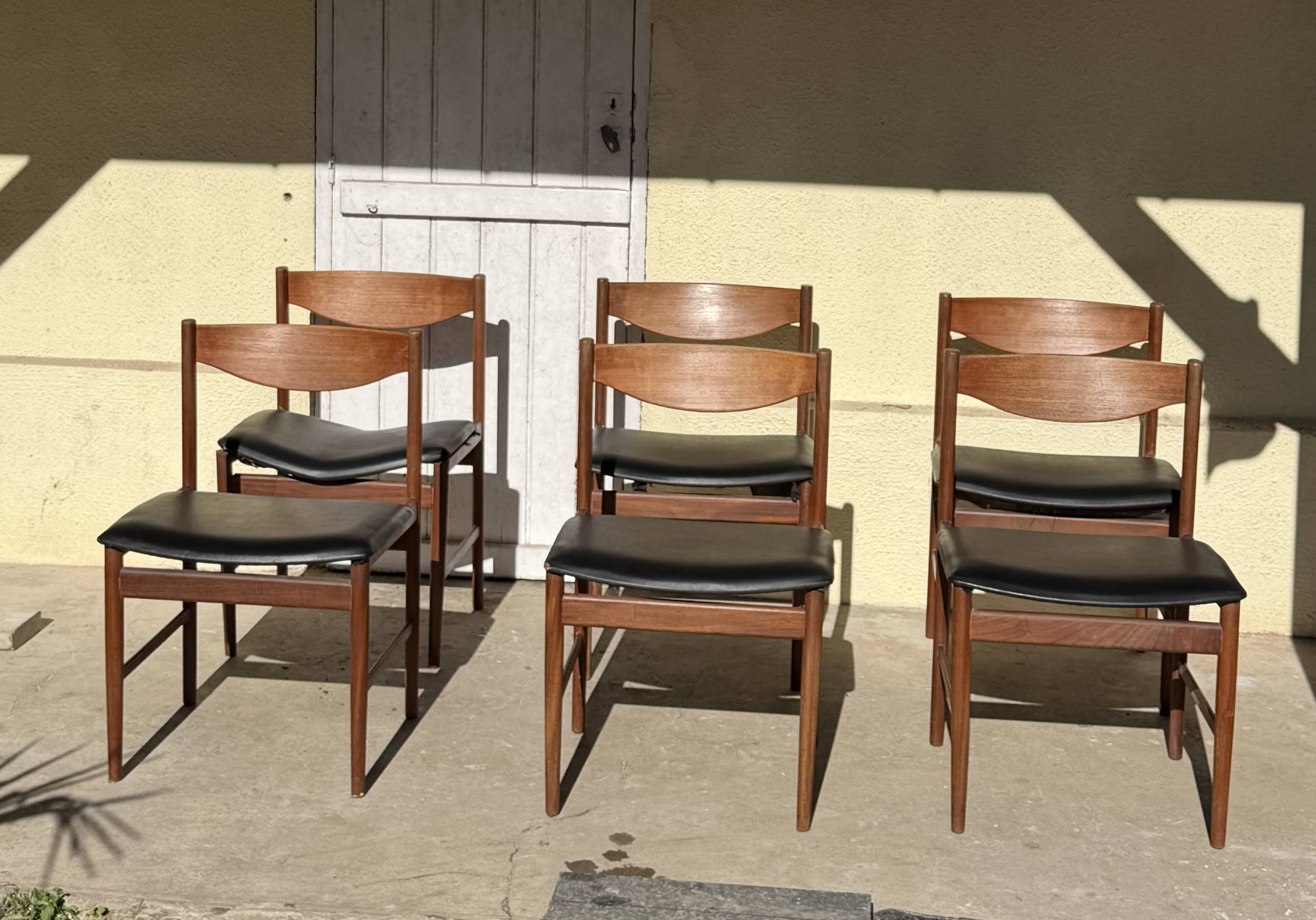 Set of 6 chairs Brand Gplan Danish design Kofod Larsen