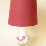 Lampe décor coq en céramique blanc et rouge bordeaux