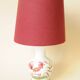 White and burgundy red ceramic rooster decor lamp