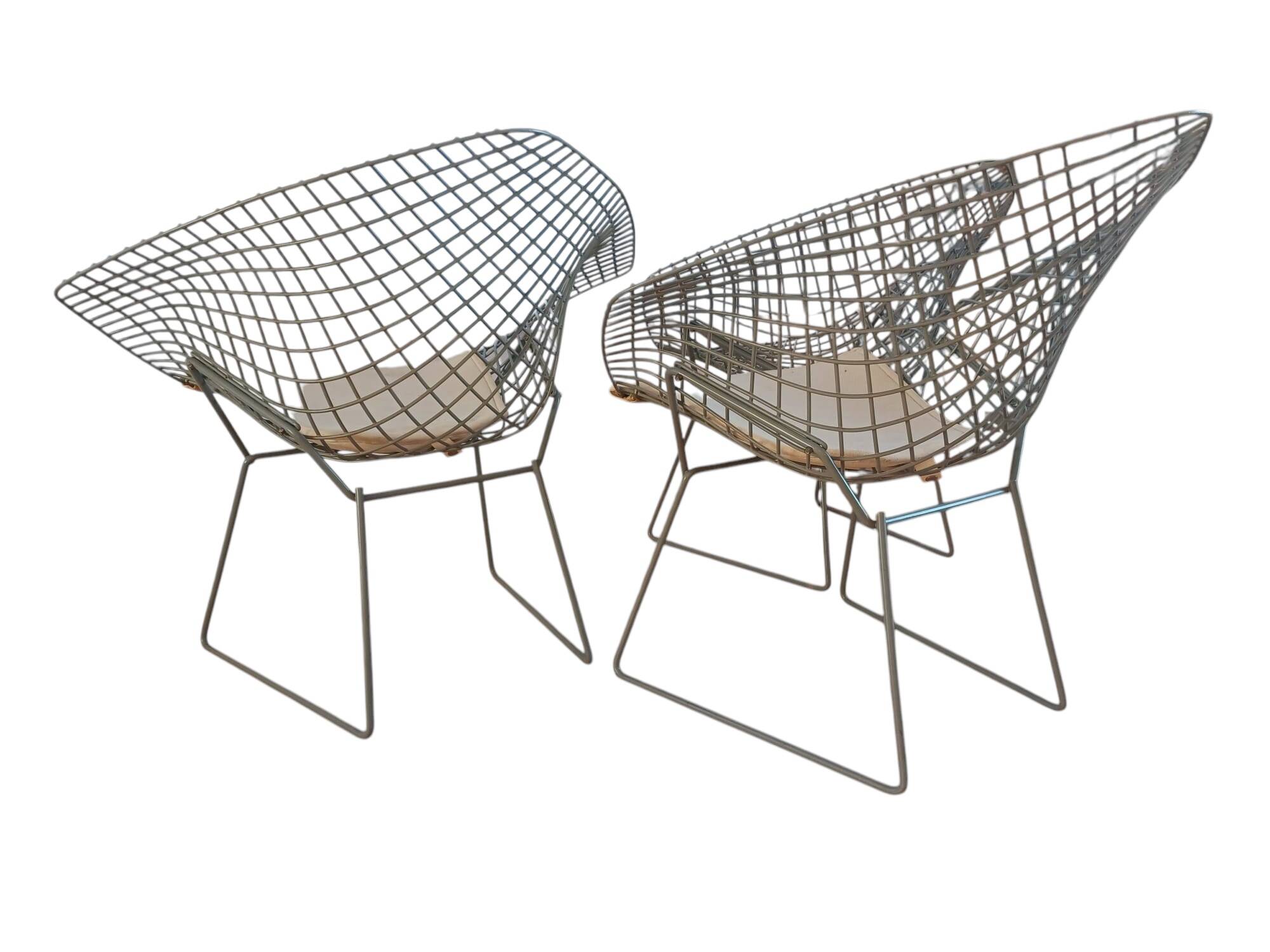 Chaise Diamond en rilsan gris (rare) par Harry Bertoia pour Knoll