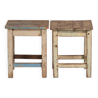 Antique side tables (circa 1920). 2-piece set