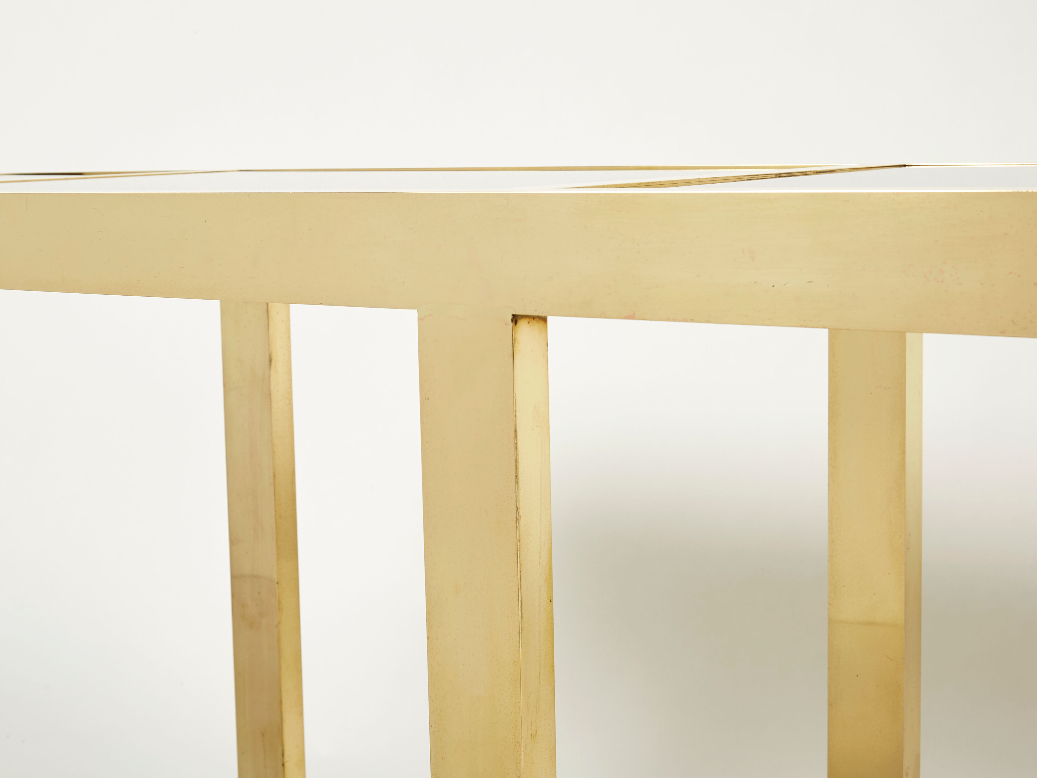 Italian console brass black opaline glass 1970s