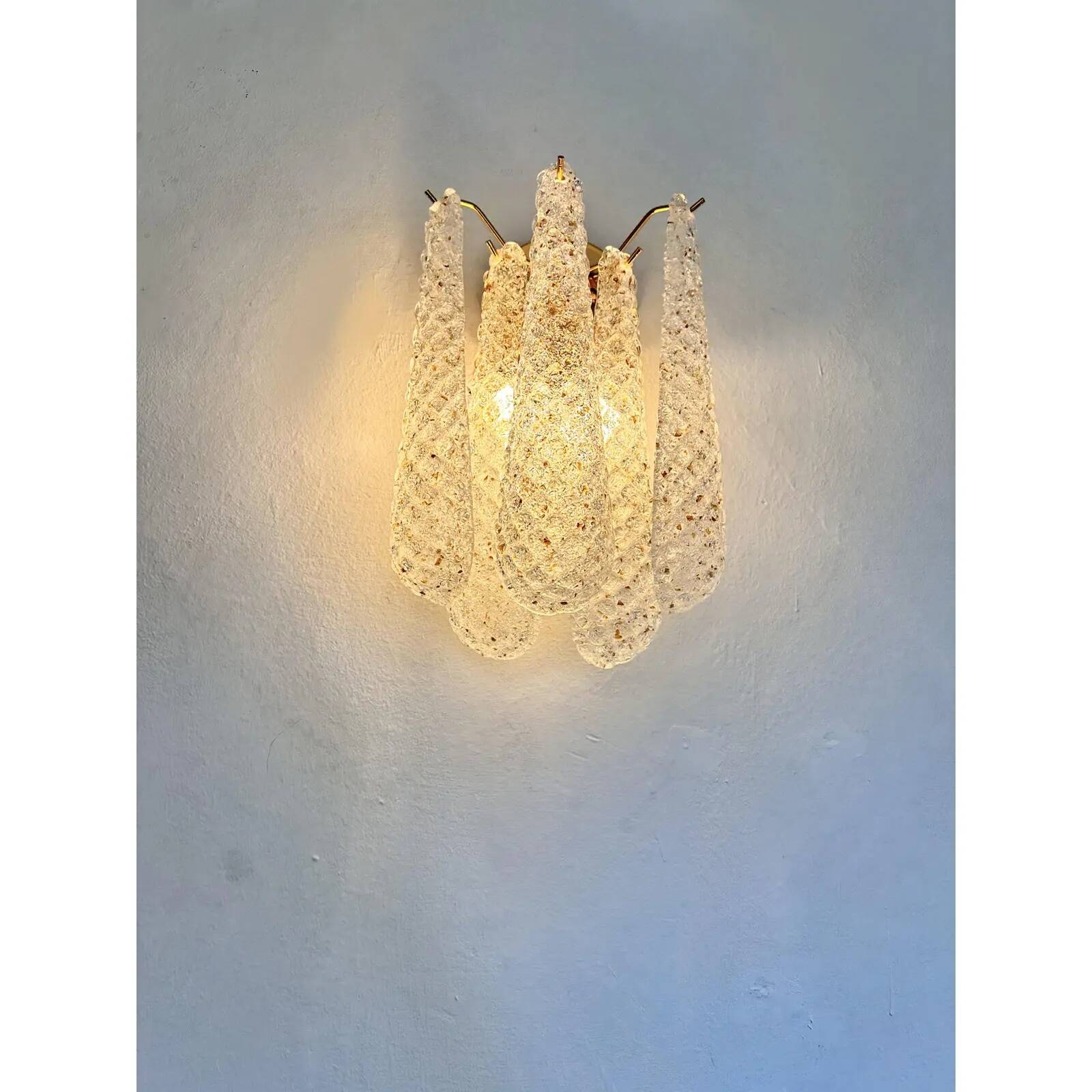 Mid-Century Modern “Conchiglie” Murano Glass Gold Wall Lights – Set of Two