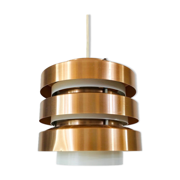 Lampe suspendue en cuivre et métal années 1960