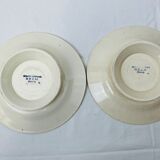 Paire de plats coupe sur pied faience blanc et bleu