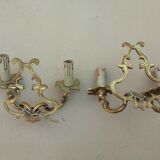 Paire d'appliques cage en bronze de style Louis XV