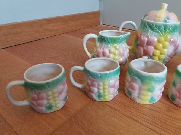 Service à café ou thé barbotine pastel