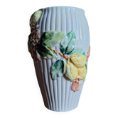 Vintage barbotine vase with raised lemon motif – Riviera style