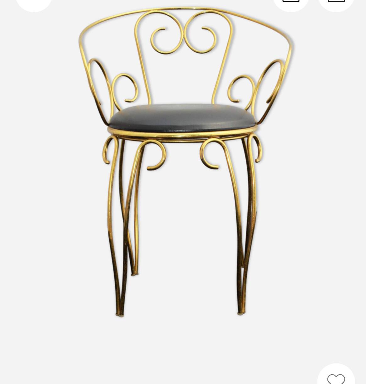 1960s brass and vinyl scroll chair