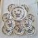 Roeun dessert plate set in French Sarreguemine porcelain