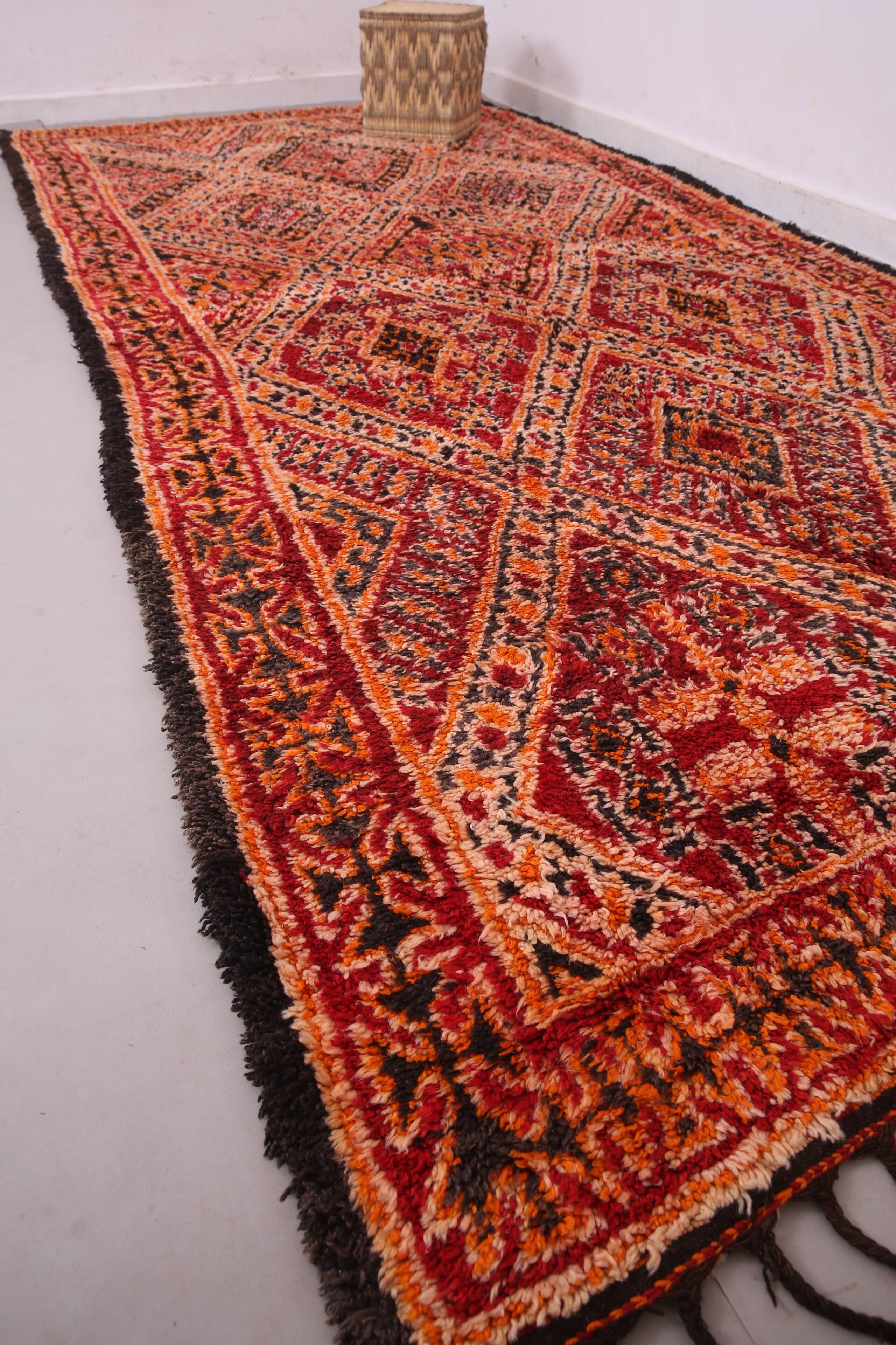 Grand tapis marocain fait main vintage 204 x 427 cm - Tapis en laine berbère rare