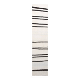 Tapis de couloir long blanc cassé à rayures noires, 74x351 cm