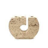 Enzo Mari, brutalist travertine candle holder, Fratelli Mannelli Italy 1970