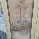 Screen or screen in painted wood and painted canvas