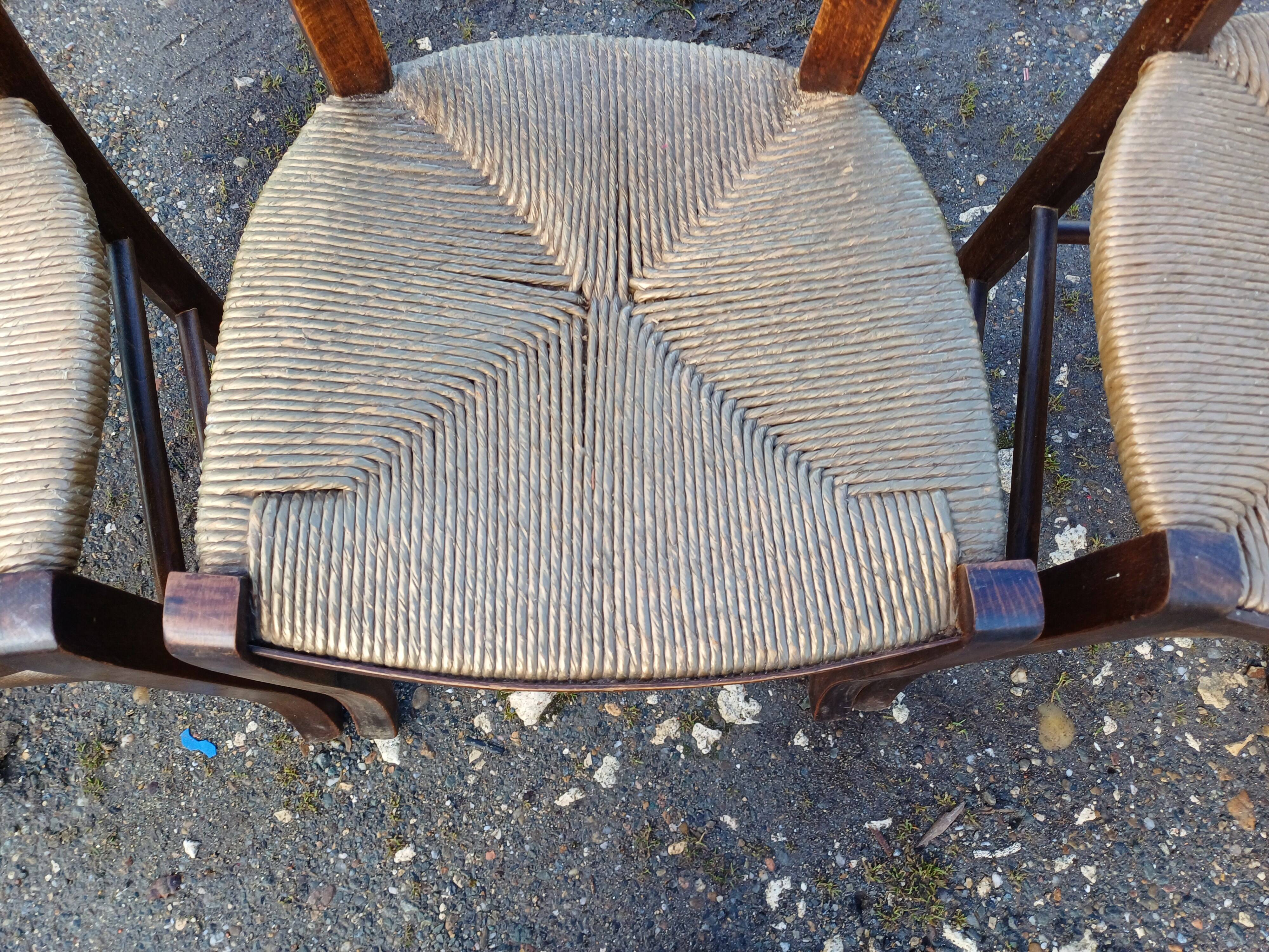 7 Old Straw Chairs