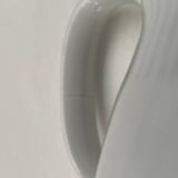 Service of 11 Coffee Cups and Saucers - 70s Design - White and Blue Porcelain