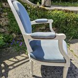 Two Louis XV style berger armchairs