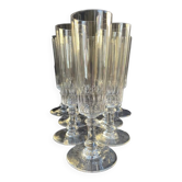 8 Champagne flutes – light cut crystal