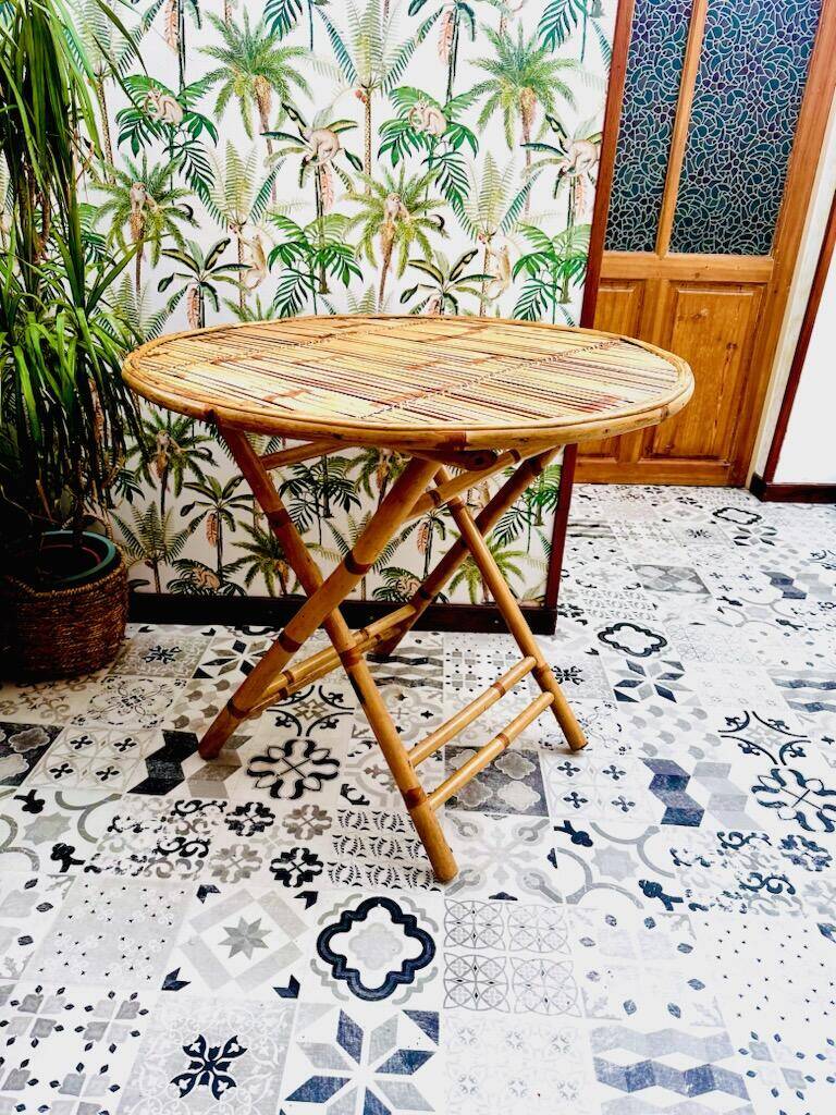 Vintage bamboo rattan table
