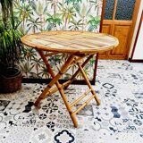 Table rotin bambou vintage
