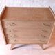 Commode vintage rénovée pieds compas bois clair doré 1950 - 1960