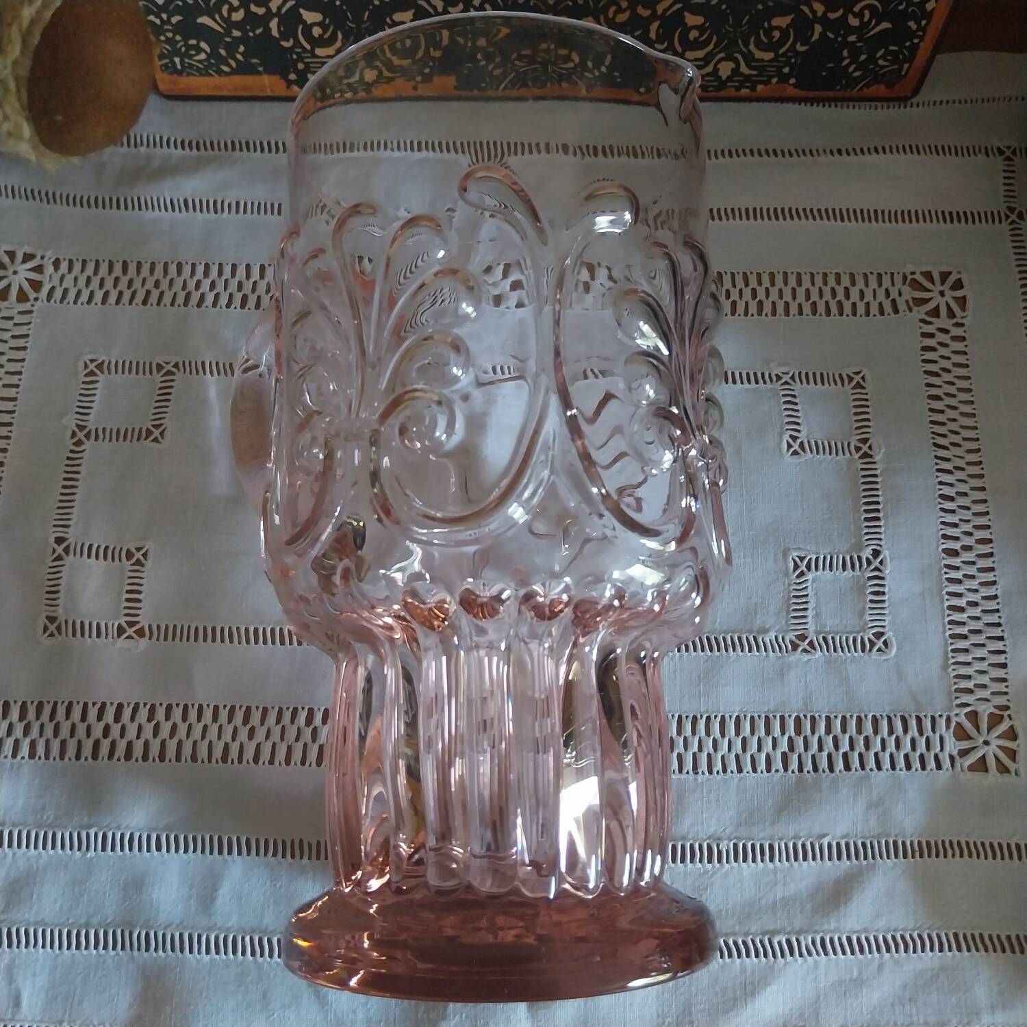 Vintage pink glass carafe
