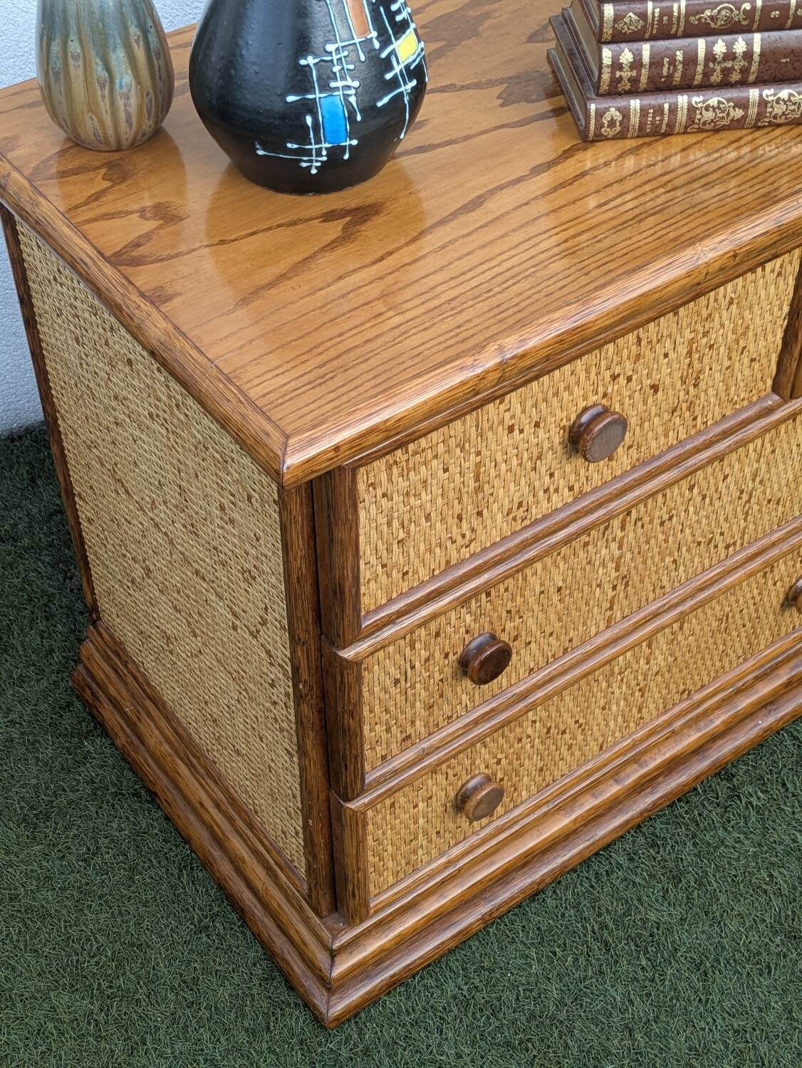Vintage Enfilade Commode Maugrion Rattan - Roche Bobois