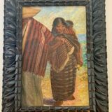 Sublime Oil on canvas "Portrait of a young South American woman and her child"