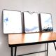 Vintage white triptych barber mirror