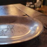 Silver-plated metal trinket tray with teddy bear decoration – 1960s–1980s