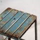 Vintage industrial stool made of pine wood and iron – Central Europe, around 1950