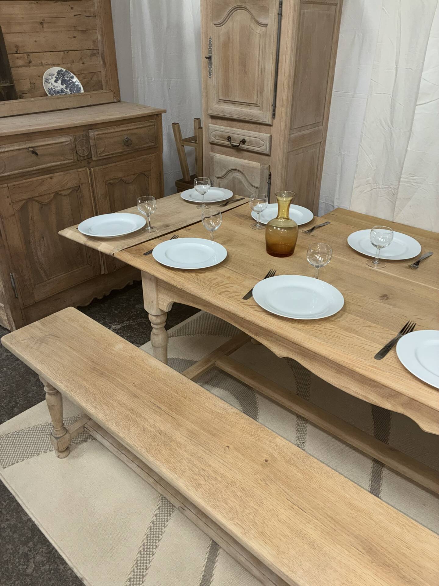 Table de ferme en chêne massif avec rallonges