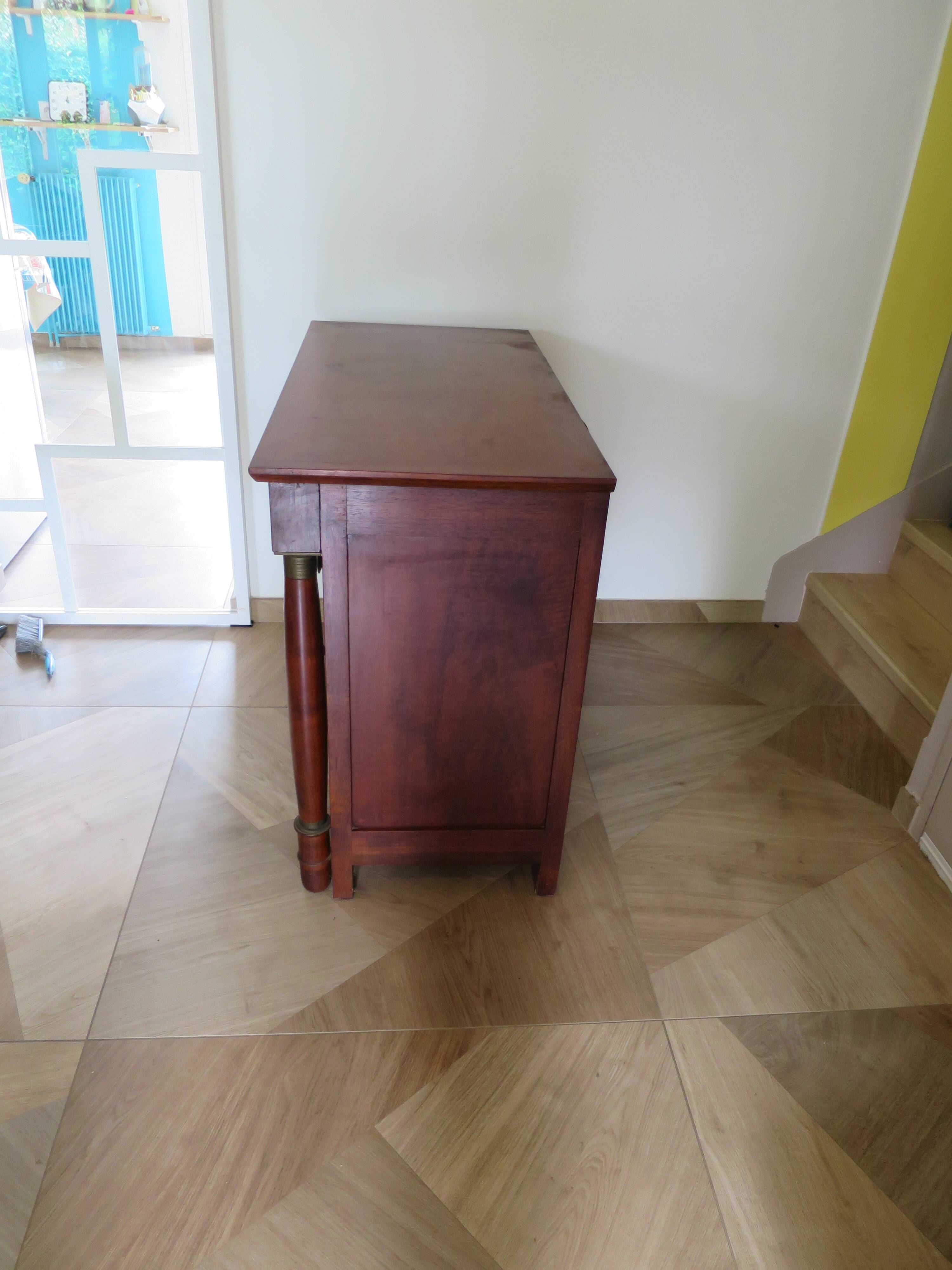 4-drawer chest of drawers - empire style - with detached columns - mahogany-bronze stain