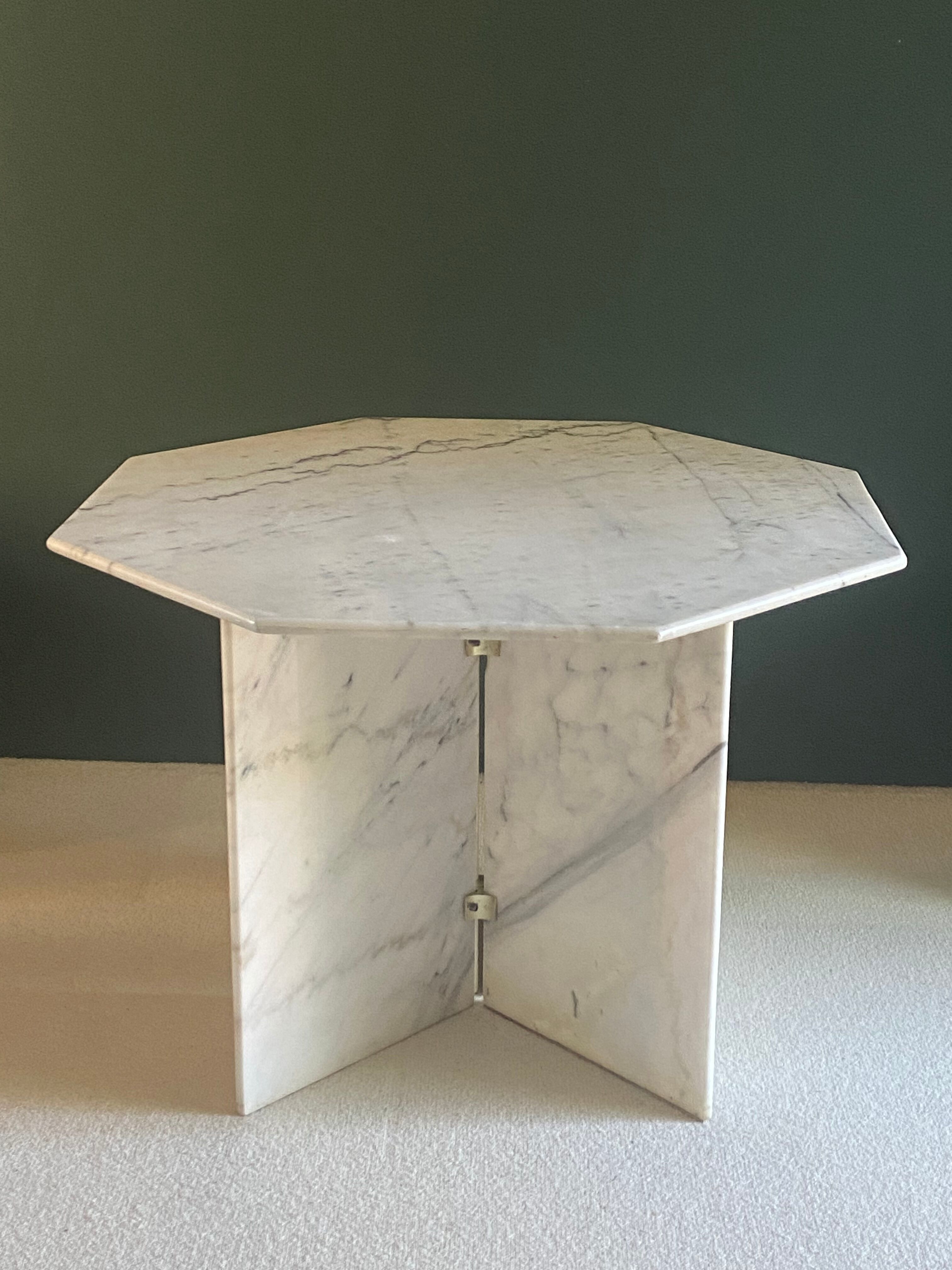 Dining table, hexagonal marble console c.1970
