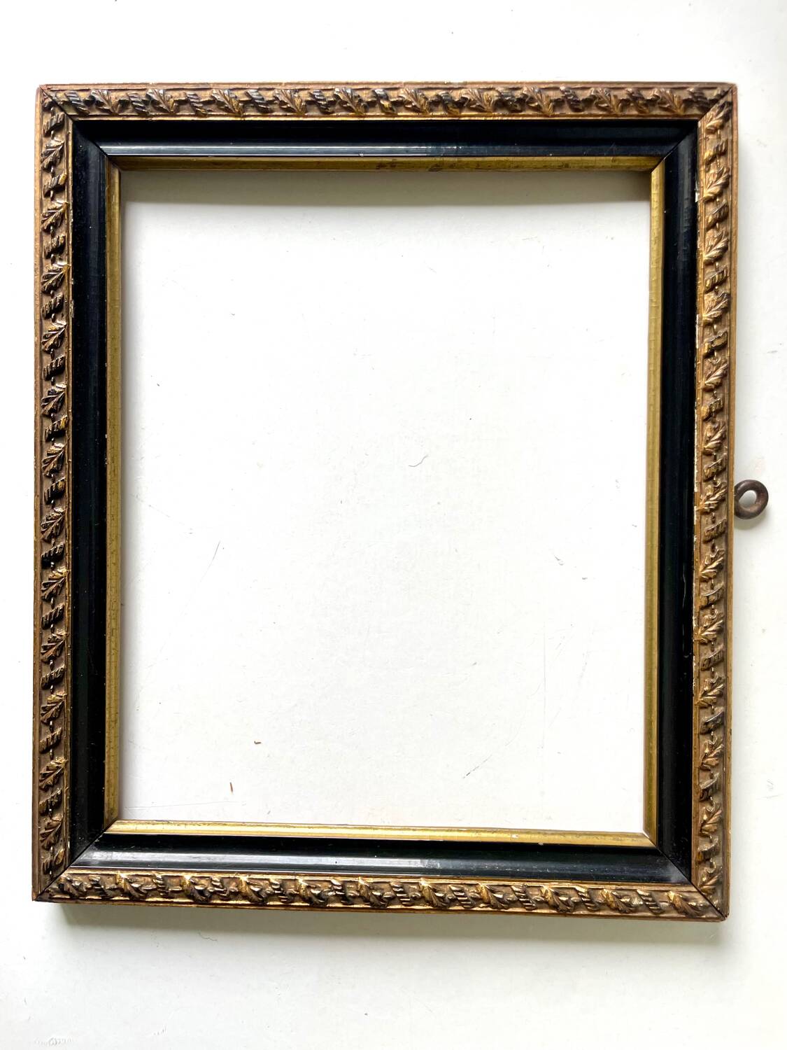 Antique wood frame Black & gilded border 28.5 cm x 24 cm