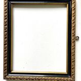 Cadre bois ancien Bordure noire & dorée 28,5 cm x 24 cm