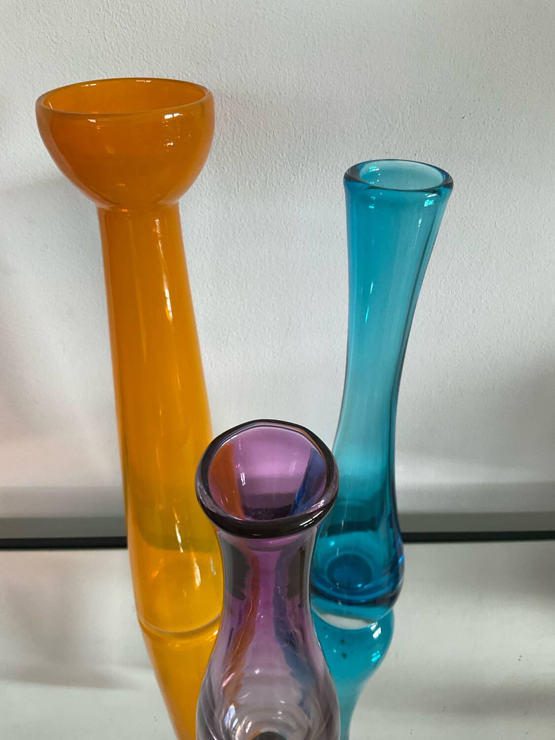 Set of 3 vintage glass paste vases
