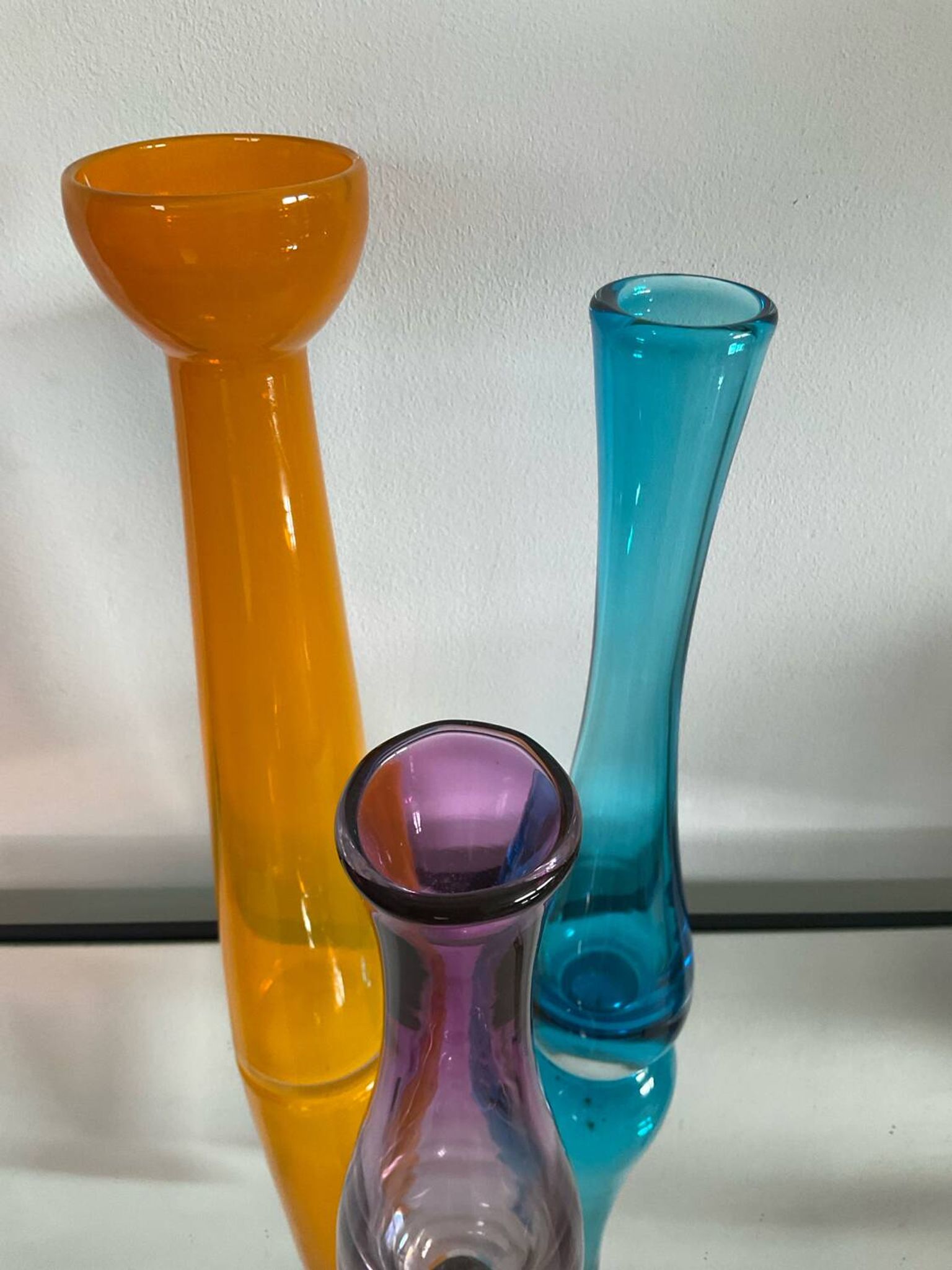 Set of 3 vintage glass paste vases