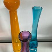 Set of 3 vintage glass paste vases