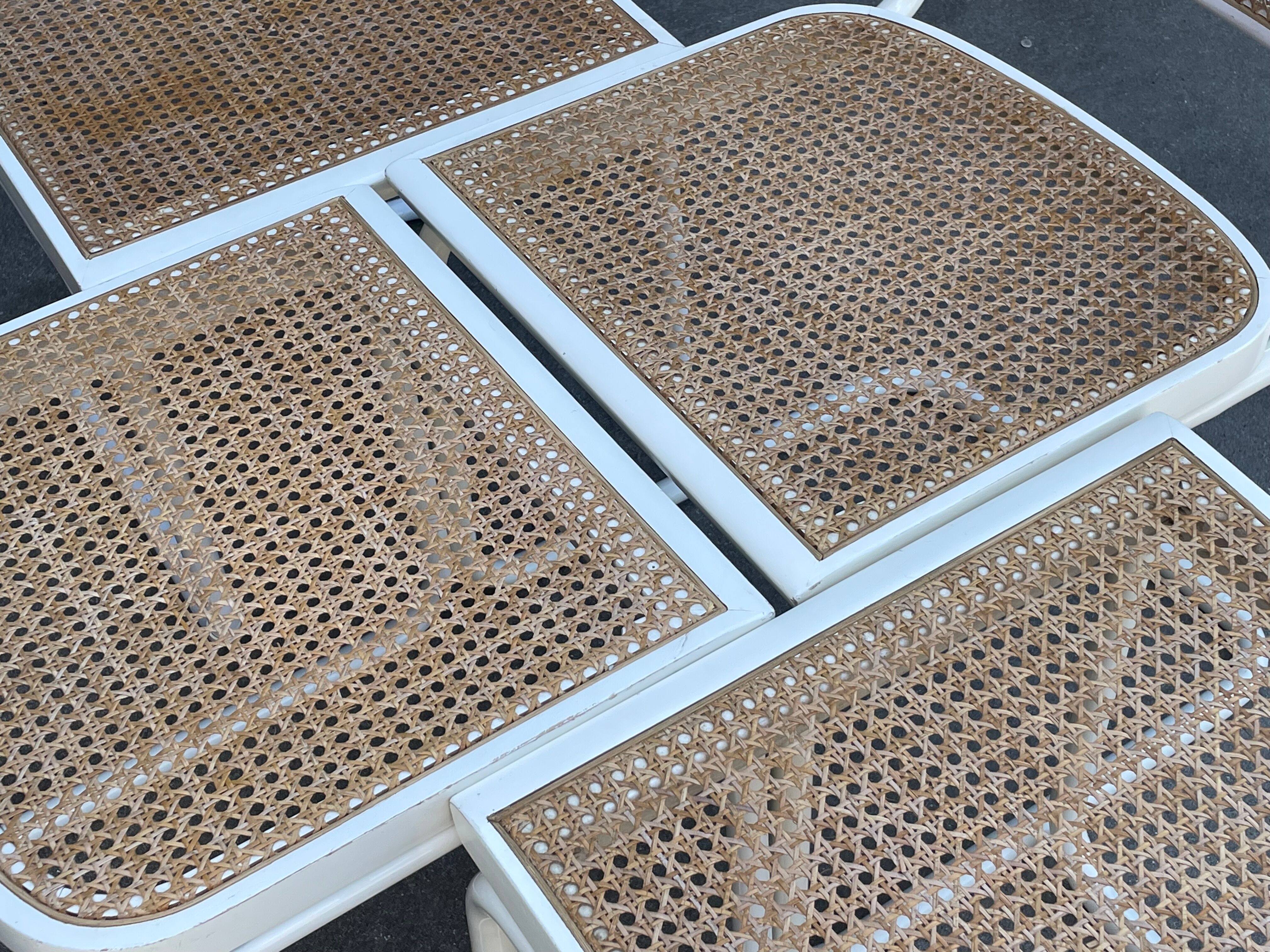 Set of 4 Cesca b32 model chairs in white by Marcel Breuer