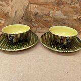 Paire ancienne tasse st clement safari céramique jaune vintage