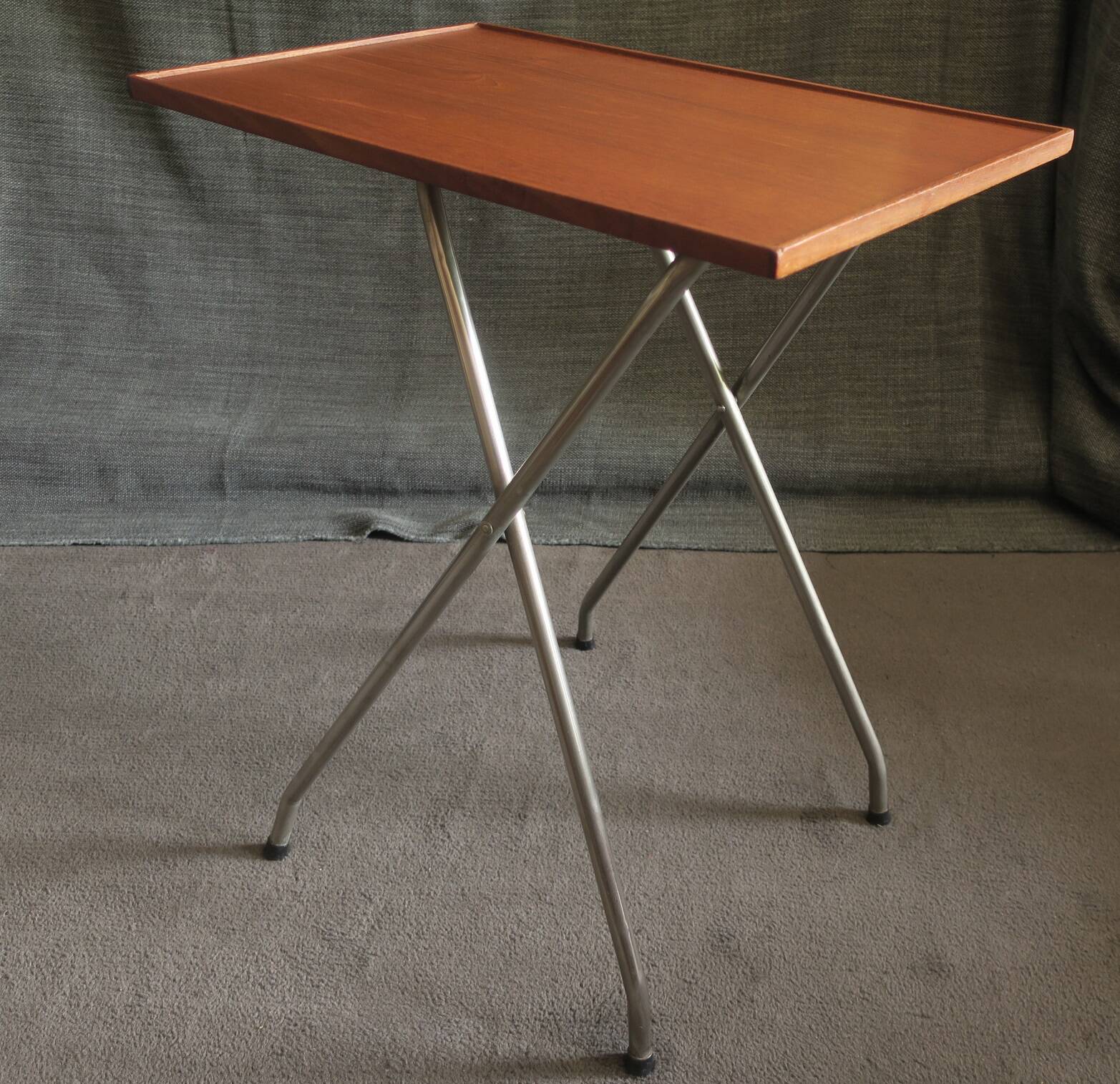 Danish teak and aluminium adjustable wine or side table, 1960s