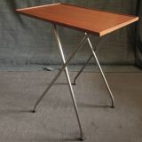 Danish teak and aluminium adjustable wine or side table, 1960s
