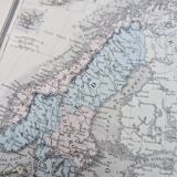 Sweden and Norway, old map, printed in 1852.